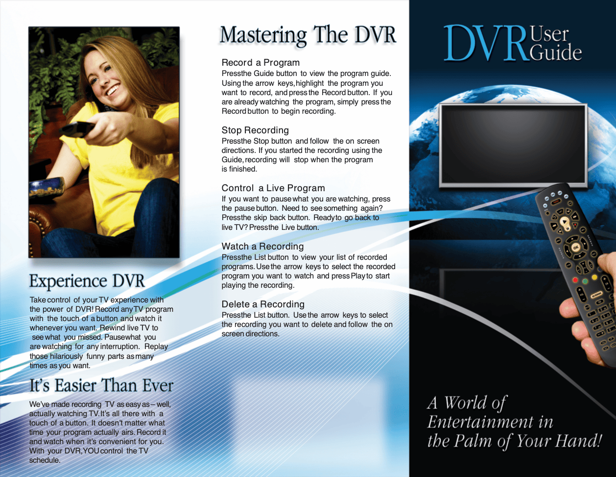 tri fold dvr guide normal remote cover