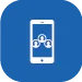 Icon with a phone and three user icons in a group.