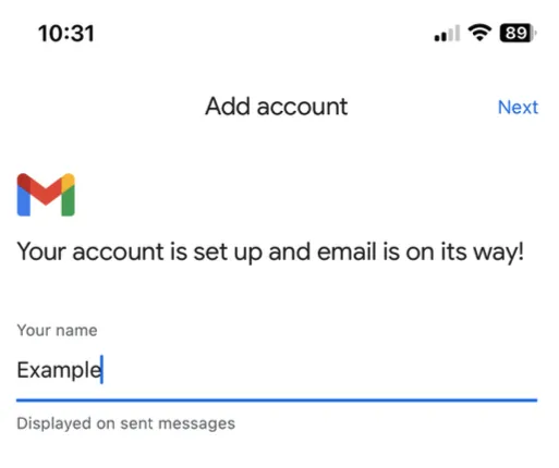 Eleventh step of gmail app