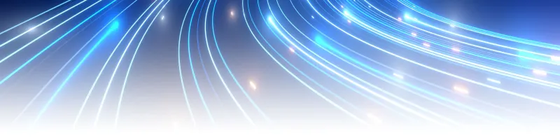 Graphic illustration of light traveling through fiber optic threads.