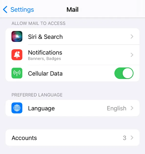 Allow Mail to Access