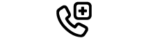 Icon with a telephone and a medical cross badge.